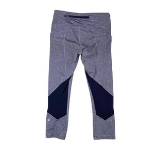Lululemon Pace Rival Crop Heathered Black / Deep Coal / Boom Juice Size 6